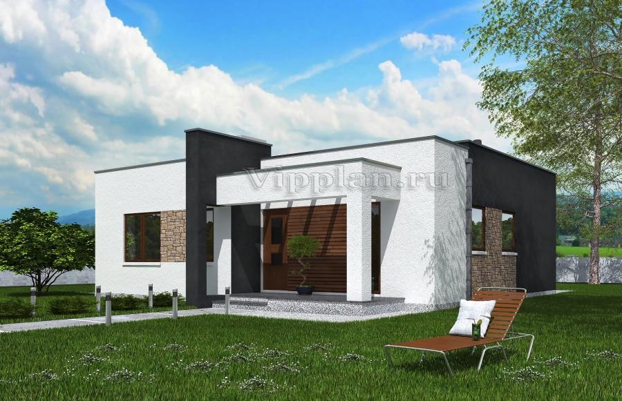 Проект одноэтажного жилого дома с террасой