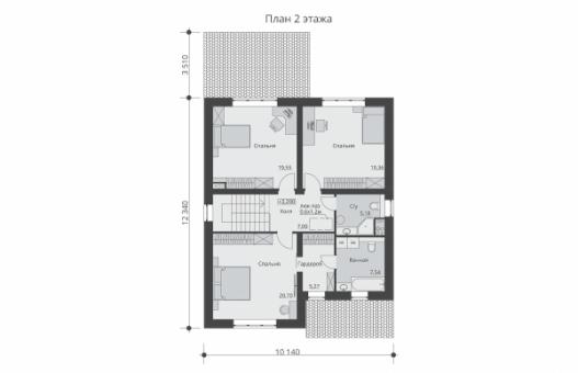 Двухэтажный дом с четырьмя спальнями и террасой